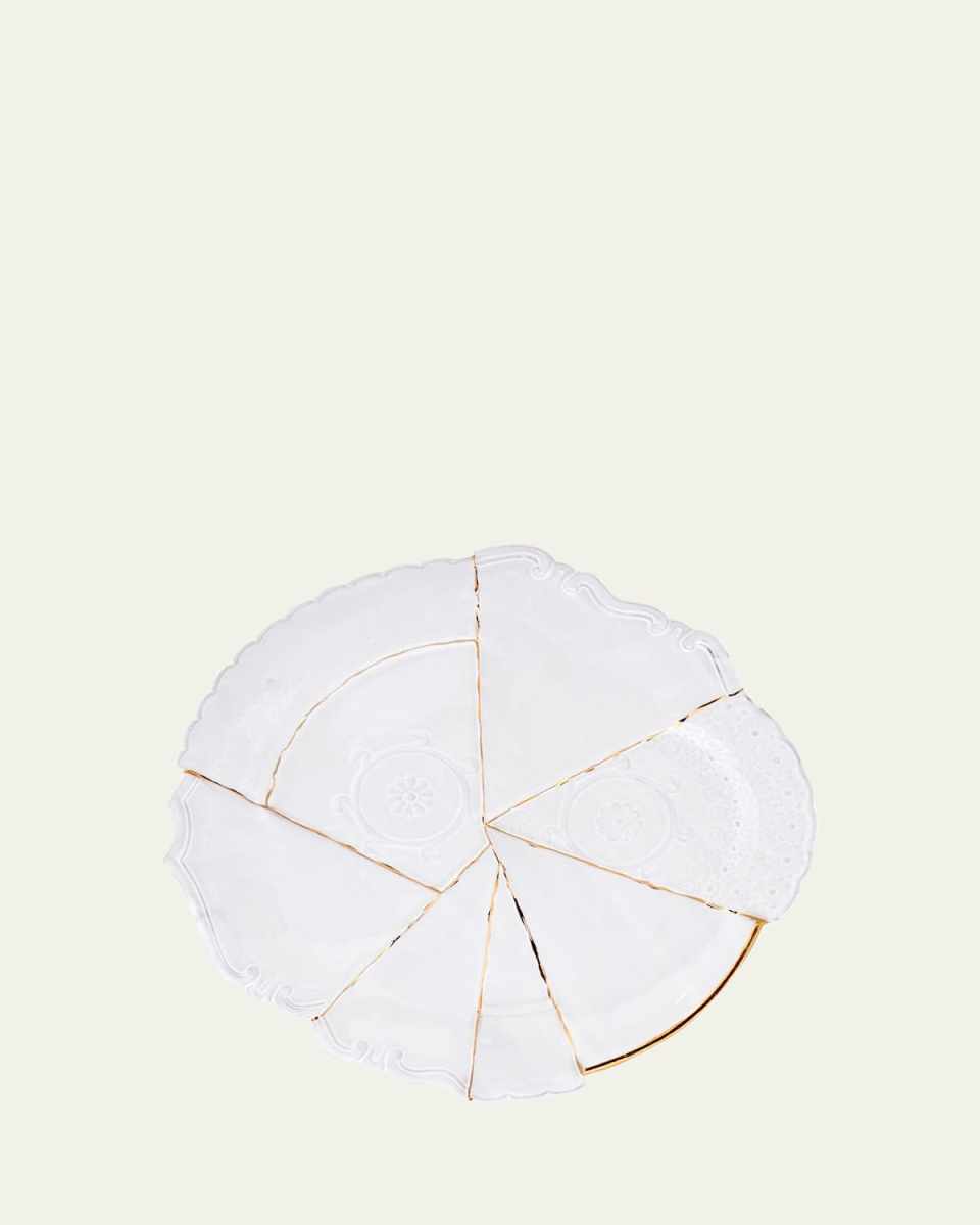 Sacai Round Patchwork Platter with Golden Edging